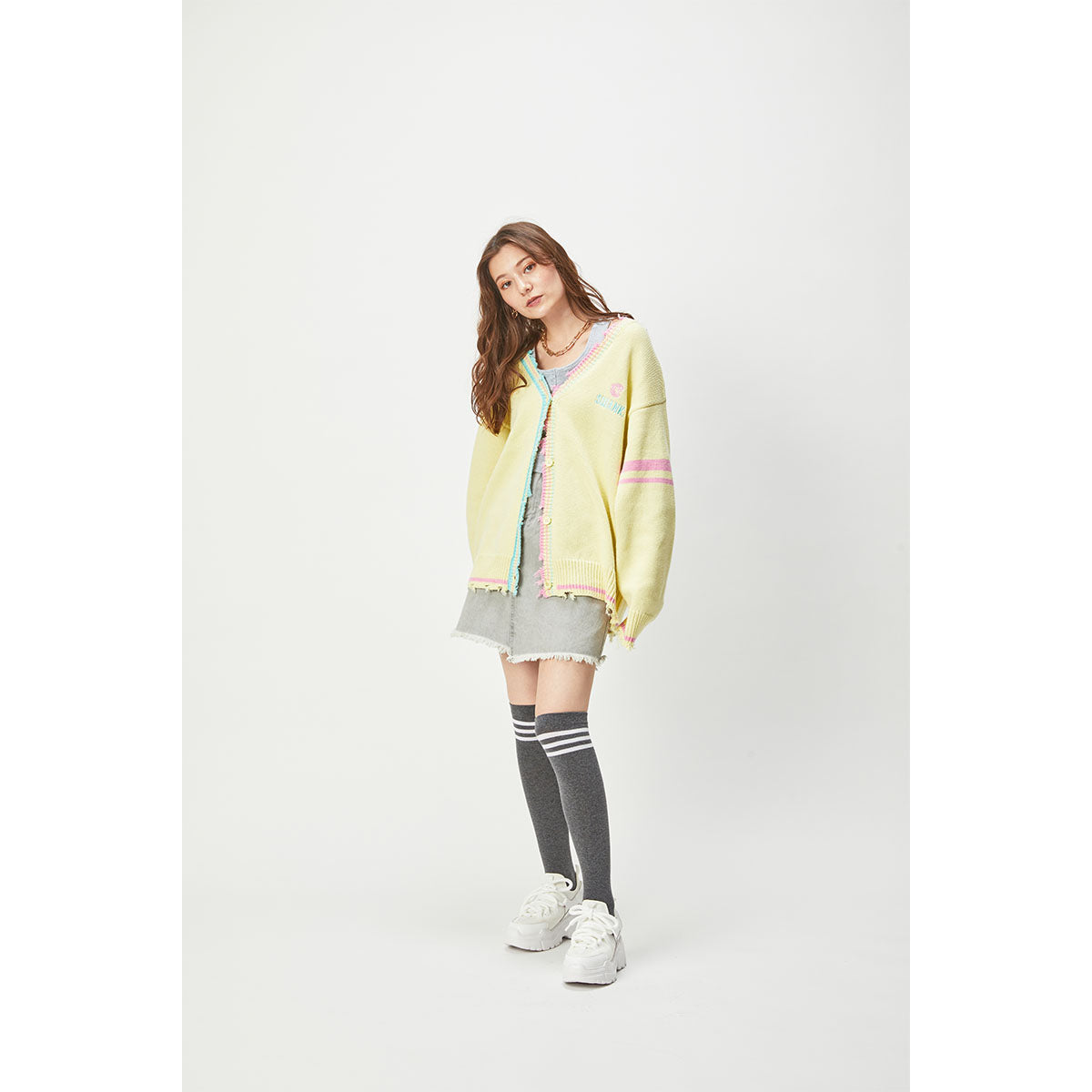 SWANK Damaged School Cardigan (Pale Yellow) – GCRESTORE ジークレストア