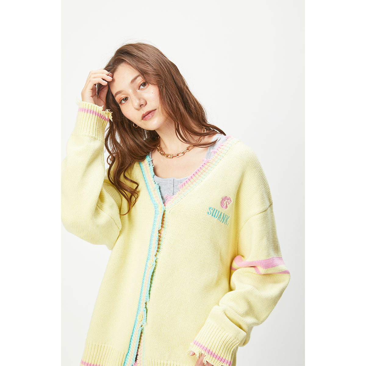 SWANK Damaged School Cardigan (Pale Yellow) – GCRESTORE SWANK Damaged School Cardigan (Pale Yellow) – GCRESTORE